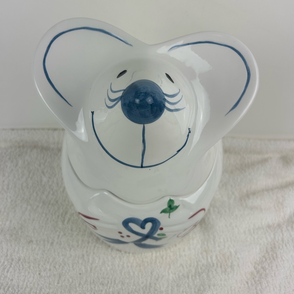 VTG 1990's CKA Ceramic Mouse Cookie Jar with Hand Painted Accents